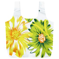 Two Yellow And Green Flowers On A White Background Full Print Recycle Bag (xxl) by catchydesignhill