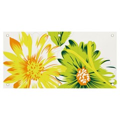 Two Yellow And Green Flowers On A White Background Banner And Sign 6  X 3  by catchydesignhill