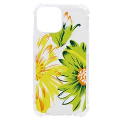 Two Yellow And Green Flowers On A White Background Iphone 13 Mini Tpu Uv Print Case by catchydesignhill