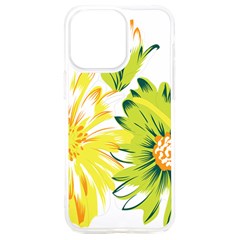 Two Yellow And Green Flowers On A White Background Iphone 15 Plus Tpu Uv Print Case by catchydesignhill