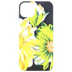 Two Yellow And Green Flowers On A White Background Iphone 15 Pro Black Uv Print Pc Hardshell Case by catchydesignhill