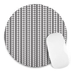 A Black And White Background With A Lot Of Dots Round Mousepad