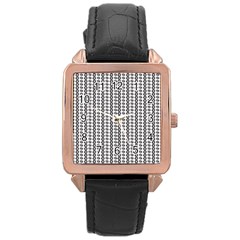 A Black And White Background With A Lot Of Dots Rose Gold Leather Watch 