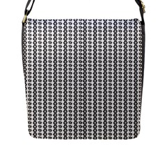 A Black And White Background With A Lot Of Dots Flap Closure Messenger Bag (L)