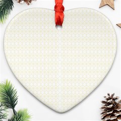 A White And Gold Geometric Pattern Heart Ornament (two Sides)