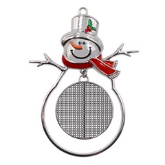 A Black And White Photo Of A Pattern Metal Snowman Ornament