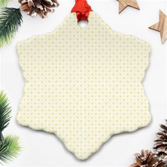 A Yellow And White Background With Small Circles Snowflake Ornament (two Sides)