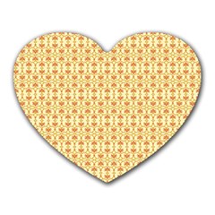 A Yellow And White Background With An Intricate Design Heart Mousepad