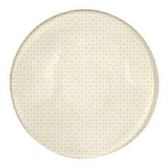 A Yellow And White Background With Small Circles Round Glass Fridge Magnet (4 Pack) by catchydesignhill