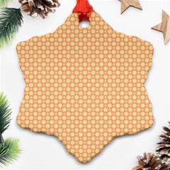 An Orange And White Background With A Pattern Snowflake Ornament (two Sides)