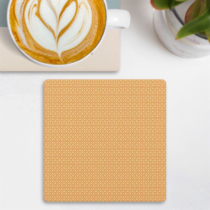 An Orange And White Background With Small Squares UV Print Square Tile Coaster 