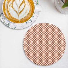 An Orange And White Geometric Pattern Uv Print Round Tile Coaster by catchydesignhill