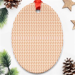 An Orange And White Pattern On A White Background Oval Ornament (two Sides)