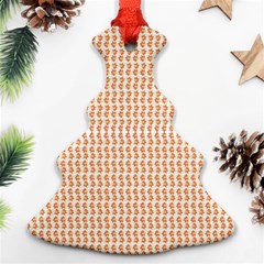 An Orange And White Pattern On A White Background Christmas Tree Ornament (two Sides)