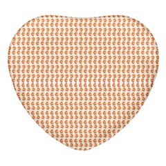 An Orange And White Pattern On A White Background Heart Glass Fridge Magnet (4 Pack) by catchydesignhill