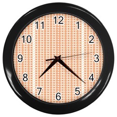 An Orange And White Striped Background With Small Circles Wall Clock (black) by catchydesignhill