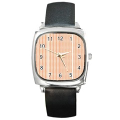 An Orange And White Striped Background With Small Circles Square Metal Watch by catchydesignhill