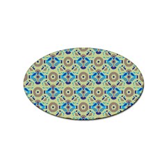 A Blue And Green Pattern On A Green Background Sticker Oval (100 Pack)