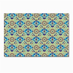 A Blue And Green Pattern On A Green Background Postcard 4 x 6  (pkg Of 10)