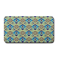 A Blue And Green Pattern On A Green Background Medium Bar Mat by catchydesignhill