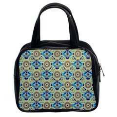 A Blue And Green Pattern On A Green Background Classic Handbag (two Sides) by catchydesignhill