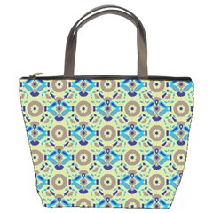 A Blue And Green Pattern On A Green Background Bucket Bag