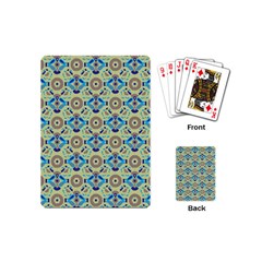 A Blue And Green Pattern On A Green Background Playing Cards Single Design (mini)