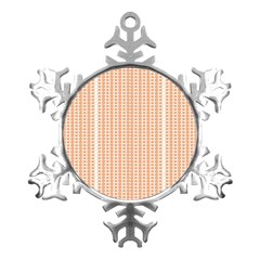 An Orange And White Striped Background With Small Circles Metal Small Snowflake Ornament by catchydesignhill