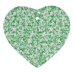 A Green And White Background With Small White Dots Heart Ornament (two Sides)