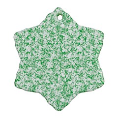 A Green And White Background With Small White Dots Snowflake Ornament (two Sides)