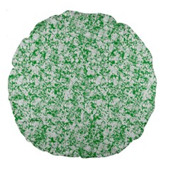 A Green And White Background With Small White Dots Large 18  Premium Round Cushions