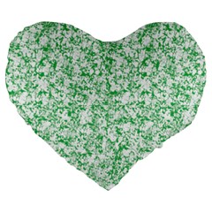 A Green And White Background With Small White Dots Large 19  Premium Heart Shape Cushions