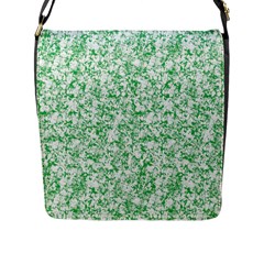 A Green And White Background With Small White Dots Flap Closure Messenger Bag (l)