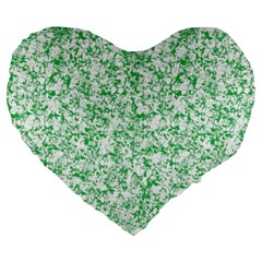 A Green And White Background With Small White Dots Large 19  Premium Flano Heart Shape Cushions