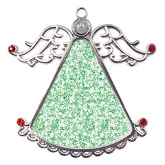 A Green And White Background With Small White Dots Metal Angel With Crystal Ornament by catchydesignhill