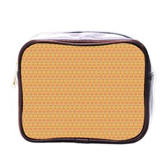 An Orange And Yellow Background With A Pattern Mini Toiletries Bag (one Side)