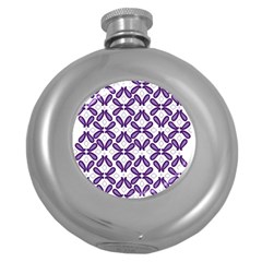 Purple, Textile, Organism, Violet, Art, Font, Magenta, Symmetry, Circle, Pattern Round Hip Flask (5 Oz) by catchydesignhill