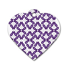 Purple, Textile, Organism, Violet, Art, Font, Magenta, Symmetry, Circle, Pattern Dog Tag Heart (one Side) by catchydesignhill