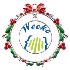 Weeko Metal X mas Wreath Ribbon Ornament