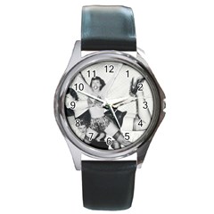 Betty Page Bdsm Round Metal Watch by CherleyTemples