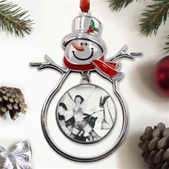 Betty Page Bdsm Metal Snowman Ornament by CherleyTemples