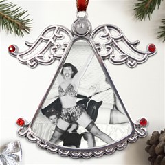 Betty Page Bdsm Metal Angel With Crystal Ornament by CherleyTemples