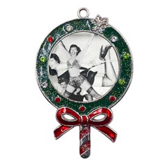 Betty Page Bdsm Metal X mas Lollipop With Crystal Ornament