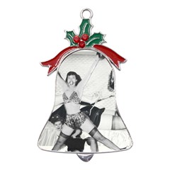 Betty Page Bdsm Metal Holly Leaf Bell Ornament