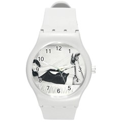 Betty Page Grafitti Round Plastic Sport Watch (m) by CherleyTemples