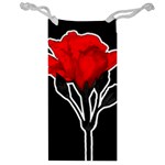 Red Rose Photo Illustration Over Black Background Jewelry Bag Front