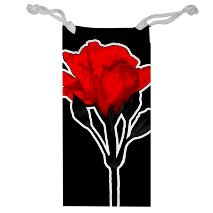 Red Rose Photo Illustration Over Black Background Jewelry Bag