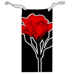 Red Rose Photo Illustration Over Black Background Jewelry Bag Back