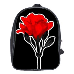 Red Rose Photo Illustration Over Black Background School Bag (large) by dflcprintsclothing