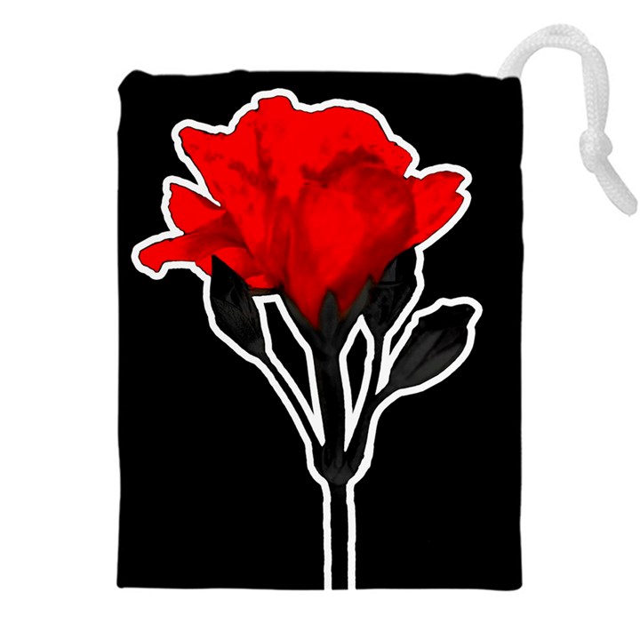 Red Rose Photo Illustration Over Black Background Drawstring Pouch (5XL)